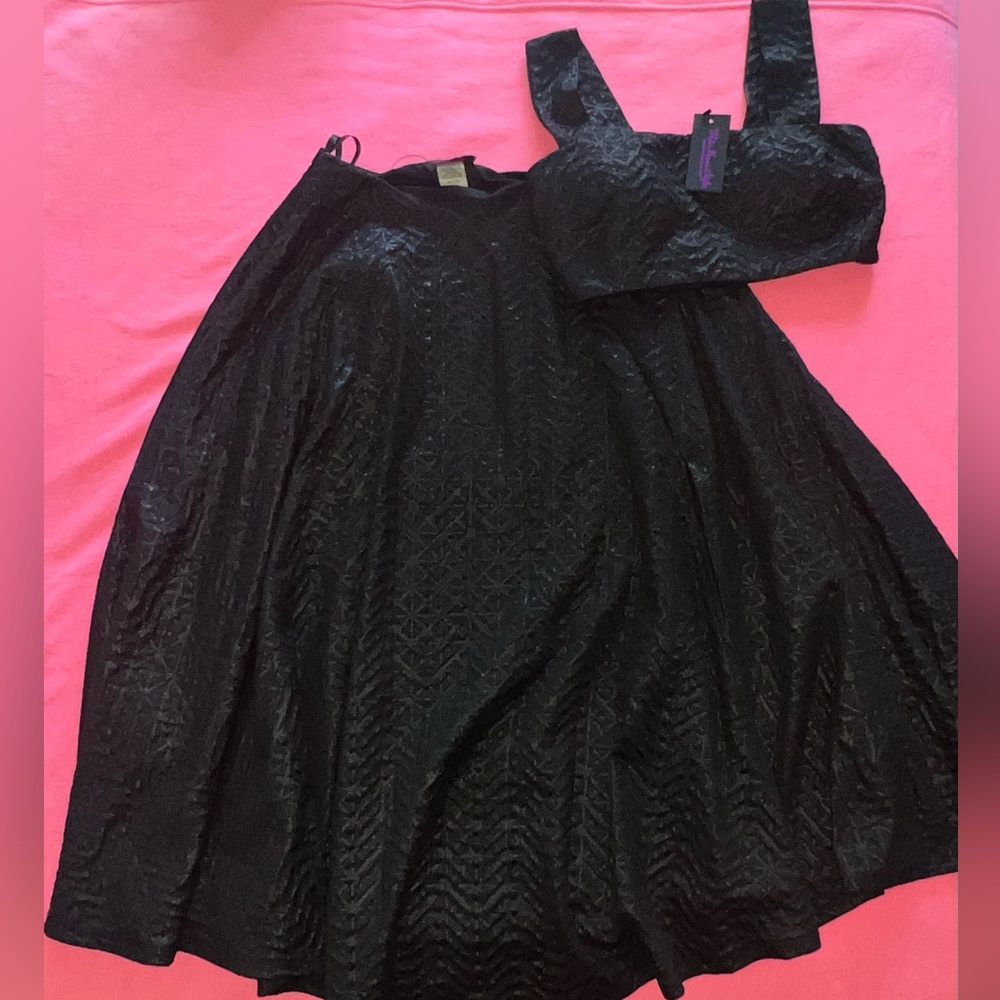 Hot Miami Styles, 2 piece skirt set, black, size small, new